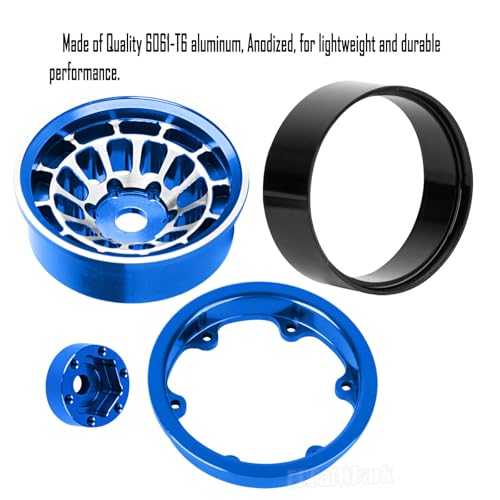 RC 1.55 Beadlock Wheels Rims for 1/10 Tamiya AX90069 D90 TF2 CC01 CC02 RC Crawler Car,4Pcs Aluminum Alloy Rims,Navy Blue - color: Navy Blue - (1.55 Beadlock Wheels)