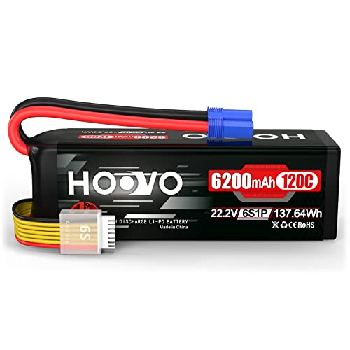 HOOVO 6S LiPo Battery 22.2V 6200mAh 120C with EC5 Plug Softcase RC Battery for RC Car Truck Boat RC Airplane Helicopter RC Vehicle