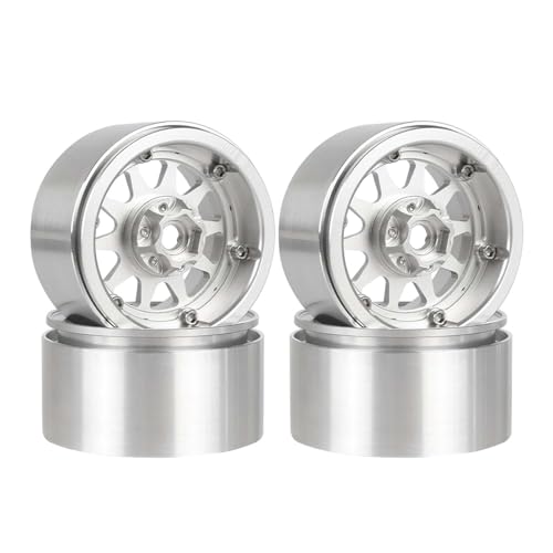 Aluminum 2.2" Beadlock Wheel Offset -10mm Metal Rims for SCX10 RR10 TRX4 VS4-10 Gen8 1/10 RC Crawler Car Upgrade Parts (10-Spoke, Silver) - color: 10-spoke, Silver