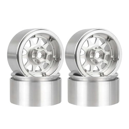 Aluminum 2.2" Beadlock Wheel Offset -10mm Metal Rims for SCX10 RR10 TRX4 VS4-10 Gen8 1/10 RC Crawler Car Upgrade Parts (10-Spoke, Silver) - color: 10-spoke, Silver