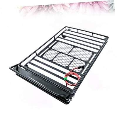 Simulation Climbing Car Luggage Rack Light Car Roof Luggage Carrier Rack Storage Shelf for Rc Crawler - size: 24.80X14.10X2.30CM