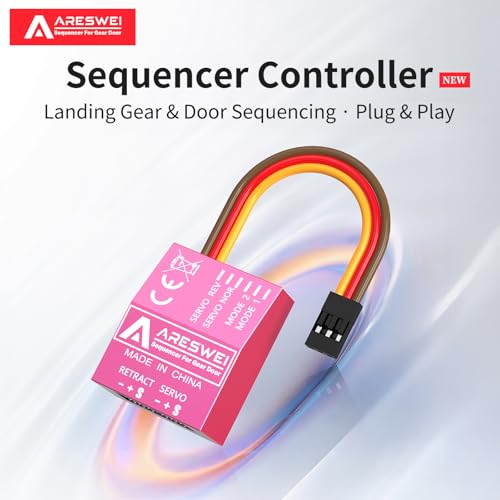 ARESWEI 3CH RC Landing Gear Sequencer Servo Controller for RC Jet Warbird | Dual flight modes, adjustable timing & servo reverse, 4.8V-8V, plug-and-play for RC warbird jet retractable gear