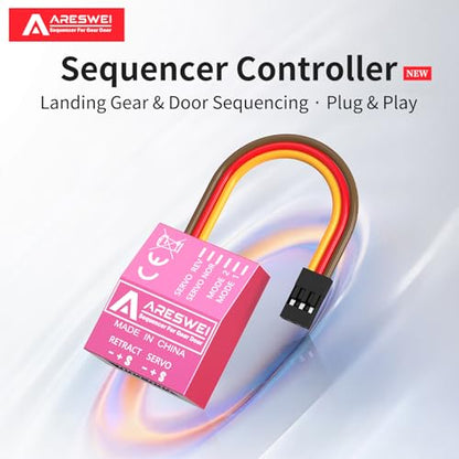 ARESWEI 3CH RC Landing Gear Sequencer Servo Controller for RC Jet Warbird | Dual flight modes, adjustable timing & servo reverse, 4.8V-8V, plug-and-play for RC warbird jet retractable gear