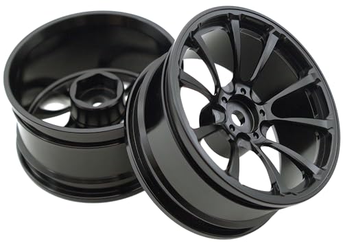 1/10 RC Drift Tires and Aluminum Wheels Rims Rally Racing Tyres 12mm Hex for 1:10 Scale On Road Touring Street Car Tamiya Traxxas HPI KYOSHO XV02 XV01 TT01 TT02 PTG2 A959 4PCS (Black)