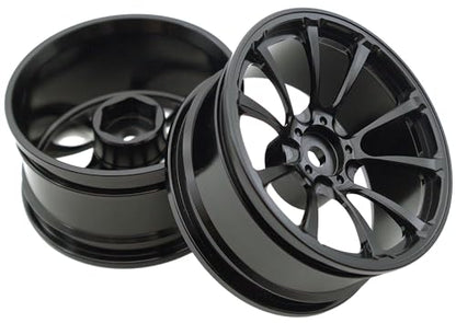 1/10 RC Drift Tires and Aluminum Wheels Rims Rally Racing Tyres 12mm Hex for 1:10 Scale On Road Touring Street Car Tamiya Traxxas HPI KYOSHO XV02 XV01 TT01 TT02 PTG2 A959 4PCS (Black)