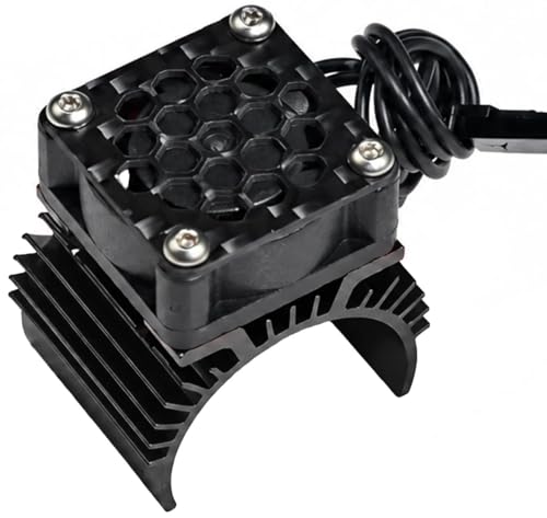 26mm 380 RC Motor Cooling Fan Heatsink Cooling Fan with JST Plug, 28000RPM High Speed Aluminum Alloy 380 390 Motors Heat Sink Cooler with Carbon Fiber Top Plate for 1/16 1/18 RC Car Black - color: Black, size: Single Fan