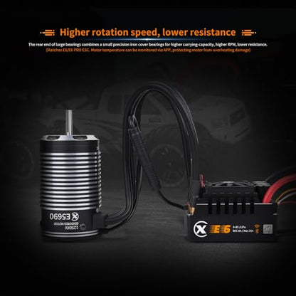 XC E5690 Sensored Brushless Motor for RC Car,3-8S Lipo,1250KV,IP67 Water Proof,Applicable to:1/6 Short Course, Monster, 1/5 Light-Duty Truck