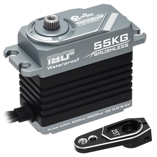 55KG Brushless Servo, Full Metal Servo Magnetic Encoder High Torque Servo with 25T Servo Horn for 1/12 1/10 RC Car RC Crawler Robot Boat