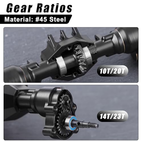 Brass Portal Axle Set for 1/18 Redcat Ascent-18 | Steel Gears, Servo Mount, Steering Links, Front & Rear Axles Included, RC Crawler Upgrades
