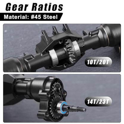 Brass Portal Axle Set for 1/18 Redcat Ascent-18 | Steel Gears, Servo Mount, Steering Links, Front & Rear Axles Included, RC Crawler Upgrades