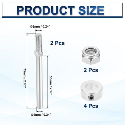 MECCANIXITY 15/64 Inch Diameter x 2.95 Inch Length 2 Set Landing Gear Axle Shaft Drive Axle with Nuts for RC Airplane - size: 1/4x2.95 Inch