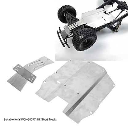 Stainless Steel RC Front Chassis Armor Plate Skid Plate, for YIKONG DF7 1/7 Short Truck, RC Skid Plate, RC Car Front and Chassis Skid Plate Armor, RC Chassis Guard