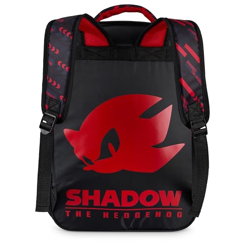 AI ACCESSORY INNOVATIONS Sonic The Hedgehog Backpack for Boys & Girls, Shadow 16 Inch Schoolbag with Reflective Ink, Black - color: Shadow the Hedgehog