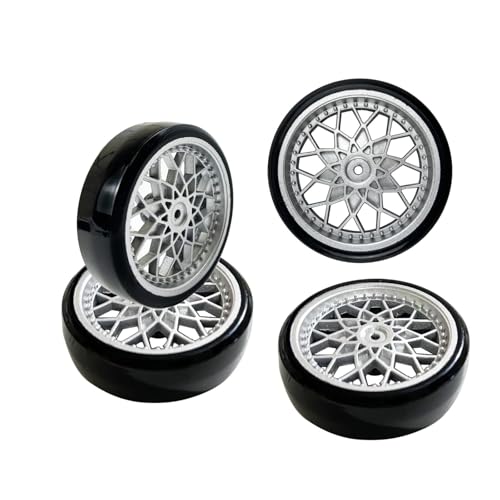 RC Vehicles Parts for WPL D12 D42 4pcs/Set Drift Tires Bald Tyres Wheel Hub Kits RC Truck Modification Parts Children for(Silver) - color: Silver
