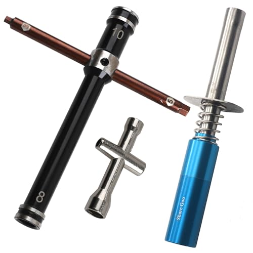 Share Goo Glow Plug Ignitor Igniter Nitro Engine Starter Tool & RC Glow Plug Removal Tool 8mm 10mm Cross Wrenches Sleeve 3mm 5mm Hex Screw Driver & Small Cross Socket Spanner