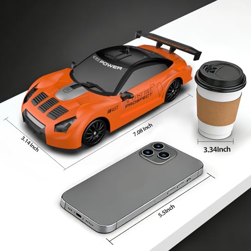 Remote Control Car RC Drift Car 2.4GHz 1:24 Scale 4WD 15KM/H High Speed Model Vehicle with LED Lights Drifting Tire Racing Sport Toy Car for Adults Boys Girls Kids Gift - color: I-orange