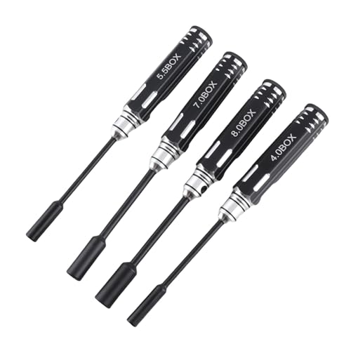 JTLB 4pcs Hex Socket Nut Driver Set Hex Wrench Set Key 4.0MM 5.5MM 7.0MM 8. with Aluminum Alloy Handle for RC Cars Model Airplanes