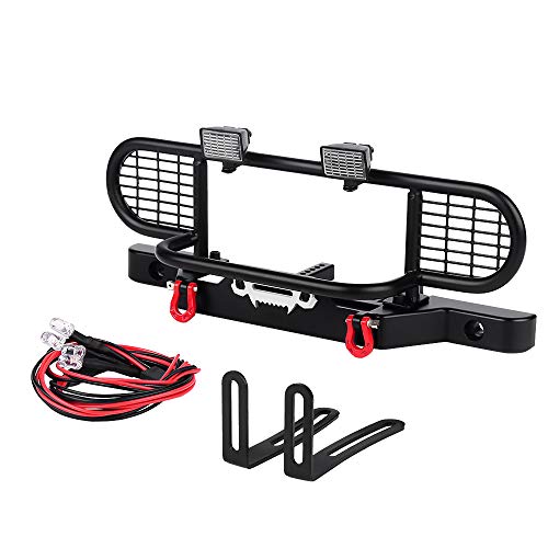 INJORA Metal Front Bumper with Light for 1/10 RC Crawler Car TRX4 TRX-4 (F19)