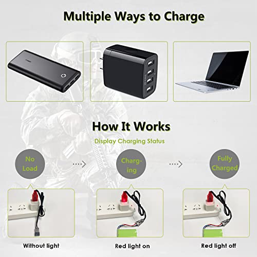 7.4V Li-ion Battery 600mAh 2S Rechargeable with SM-4P Plug and USB Battery Charger Fit for Most Water Ball Blaster RC Car Trucks Battery 2PACK