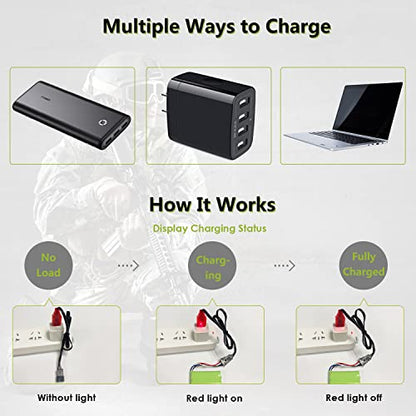 7.4V Li-ion Battery 600mAh 2S Rechargeable with SM-4P Plug and USB Battery Charger Fit for Most Water Ball Blaster RC Car Trucks Battery 2PACK