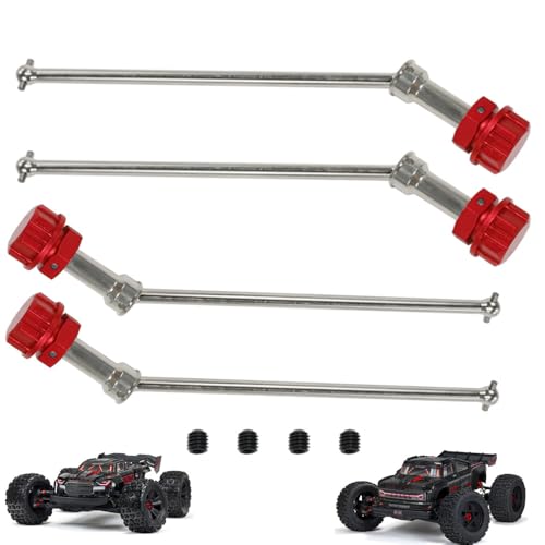 Steel RC CVD Drive Shaft + Wheel Hex Nuts Upgrades Part for Arrma 1/5 KRATON 8S BLX,Outcast 8S BLX (Red) - color: Red