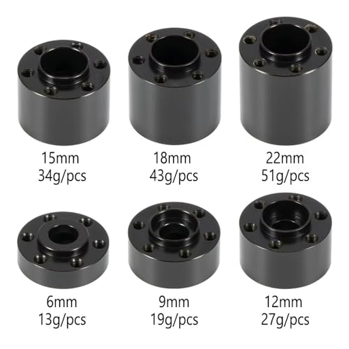 4pcs Brass Weights Wheel Hex Hub Widen Adapter for 1/10 RC Crawler 1.9 2.2 Wheels Rims SCX10 TRX4 Black (6mm) - size: 6mm