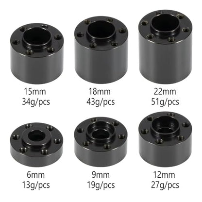 4pcs Brass Weights Wheel Hex Hub Widen Adapter for 1/10 RC Crawler 1.9 2.2 Wheels Rims SCX10 TRX4 Black (6mm) - size: 6mm