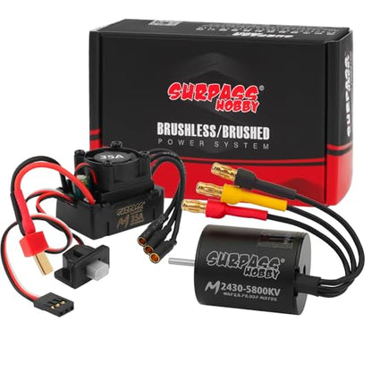 1/16 1/18 RC Brushless Sensorless Motor 35A ESC Combo,2430 5800KV | Waterproof Sensorless Motor,Surpass Hobby,Electric Speed Controller Set,for RC Model Car Truck - size: 5800KV, style: 2430