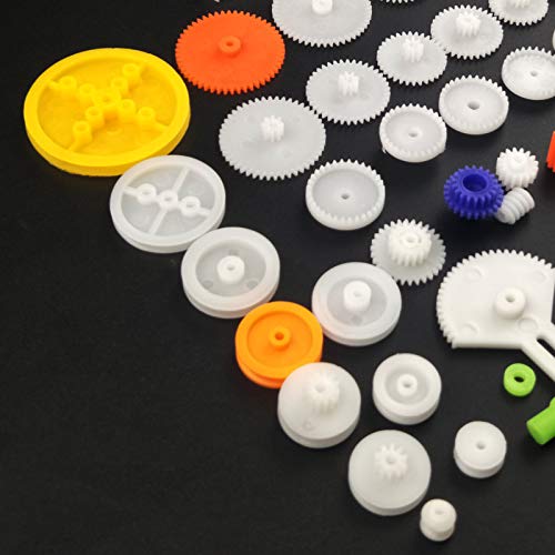 EUDAX 82 pcs Plastic Gear Package Kit - DIY Gear Assortment Accessories Set for Toy Motor Car Robot Various Axle Belt Bushings