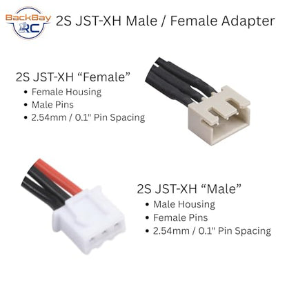 BackBayRC - 2S JST-XH Balance Extensions - 60cm 20awg (100 Strand) Wire - Flexible Silicone Insulation - 2.54mm / 0.1" Pin Spacing - style: 2S_60CM_JST-XH