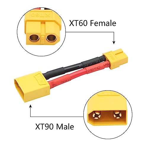 1Pair Short XT90 to XT60 Connector Converter 5cm/1.9inch,XT90 Male to XT60 Female & XT90 Female to XT60 Male Connector Adaptor with 12AWG Cable for RC ESC and RC Lipo Charger - style: 1Pair 5CM - XT90 to XT60