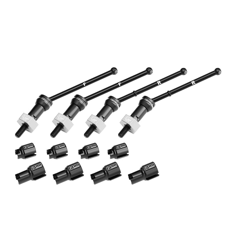GPM 4140 Carbon Steel Front & Rear Cvd Drive Shafts with Alloy 7075 Wheel Hex (Pins Thickened 2Mm) for 1/18 4Wd Granite Grom Mega 380 Brushed 4X4 Monster Truck-Ara2102 (Silver) - color: Silver