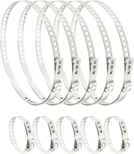 5 Set CV Boot Clamps, Auto CV Joint Boot Clamps Kit Stainless Steel Adjustable, Drive Shaft Single Ear Boot Clamp Replacement, Universal for Cars, Trucks, SUVs (Silver)