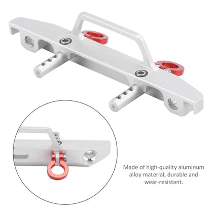 1/24 RC Car Front Bumper, Aluminum Alloy Metal Bumper Upgrade Parts Accessories with 2 Screw for SCX24 90081 RC Crawler Car (Silver) - color: Silver