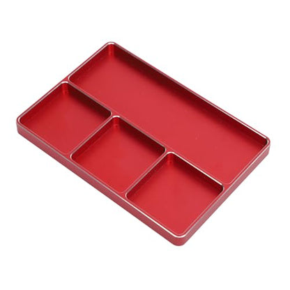 4 Grids RC Repair Screw Tray, Aluminum Alloy Magnetic Storage Organizer RC Repair Screw Tray Screws Holder Plate with Magnetic Design for RC Car Airplanes (Red) - color: Red