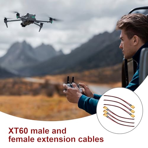 XT60 Connector Plug Cable with Plug and Socket Pigtail Leads (6 Pcs) | XT 60 Connector Adapter with 12AWG 100 mm Ultra‑Flexible Silicone Wire, Suitable for RC LiPo Battery Drone, Car, Boat - color: 12 Awg