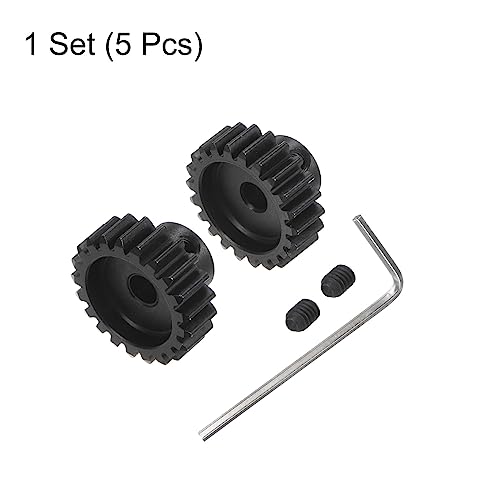 HARFINGTON Mod 1 M1 Pinion Motor Gear Set 2pcs 21T 22T Fit 5mm RC Motor Shaft M1 Pitch Gears for RC Car, with Hex Key - style: 21T 22T