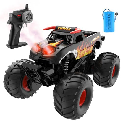 Amphibious Remote Control Car 4WD | Waterproof RC Cars with Dual Spray Mist & Led Lights,1:16 RC Monster Truck for All Terrain Off-Road Pickup Toys Gifts for Boys/Girls Age 8-12+ - color: Black