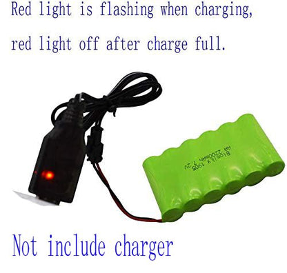 Blomiky 7.2V 2200mAh Ni-MH Rechargeable AA Battery Pack with SM-2P Black Plug and USB Cable for Old Version 15 Channel 2.4G Huina 1550 550 RC Excavator / 7.2V NiMH