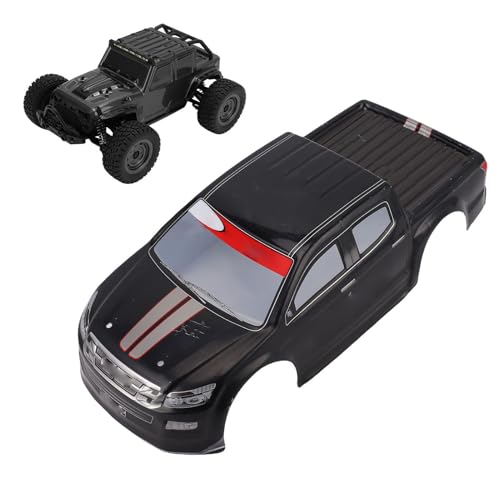 Drfeify 1/10 RC Car Shell, PVC Remote Control Truck Body Shell Cover Spare Part for 26cm Wheelbase (Black) - color: Black