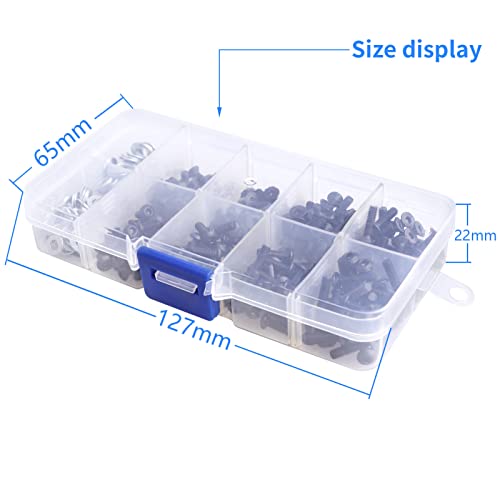 340pcs RC Screw Kit Screws Assortment Kit-M3 Hex Screws 6mm-12mm w/Screw Tray 17mm Hex Wrench, Universal for Traxxas Axial Redcat HSP HPI Arrma 1/5 1/8 1/10 1/12 RC Cars Trucks Crawler