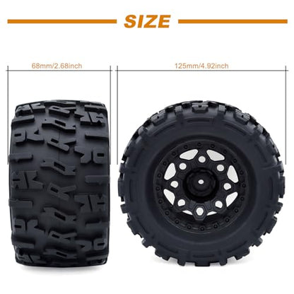 2Pack Surpass Hobby 2.68" Wheel Tires Set Swamp Claw Mud Terrain Tires 68 * 125mm for 1/8 1/10 RC Crawler Car - color: Zimu, size: 2 Pack