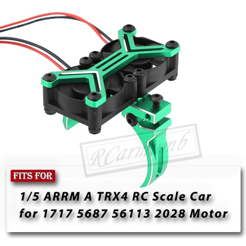 40mm Cooling Fan Upgrades Part for 1/5 ARRM A TRX4 RC Scale Car,Brushed Brushless 15000 RPM High Speed Cooling Fan Heatsink with 56-58mm Adjustable Mount for 1717 5687 56113 2028 Motor,Green - style: green(1.5w RPM)