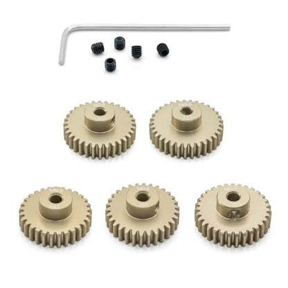 M0.6 Pinion Gear Set 3.175mm 29T 30T 31T 32T 33T Aluminum Alloy Metal Pinion Motor Gear for 1/10 RC Car Motor (5PCS) - size: 29T 30T 31T 32T 33T