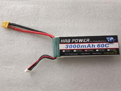 HRB Power 4S 3000mAh Lipo Battery XT60 14.8V 60C Compatible with RC Plane