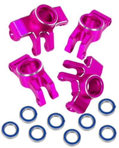 RC Aluminum Front Steering Block Knuckles & C-Hubs Caster Blocks & Rear Hubs Upgrades Parts for 1/18 Granite Grom Mega 380 Brushed 4x4 Monster Truck RTR.Pink(4PCS)