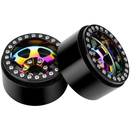 GLOBACT Rainbow 1.9 Beadlock Wheel Offset -10mm for 1/10 RC RC Crawler, B | Fits SCX10 TRX4 TRX6 Redcat Gen7 Gen7PRO Gen8 D90 VS4-10 - color: Neon Color-b