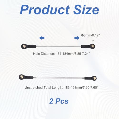 MECCANIXITY 2Pcs Adjustable Turnbuckles Camber Links, 174-184mm Turnbuckle Rod Steering Servo Linkage with M3 Ball Head Rod Ends for RC Car Replace Parts DIY - size: 174-184mm