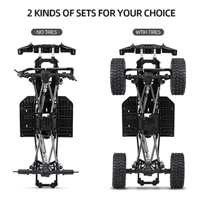 313mm Wheelbase Chassis Frame w/Tries for 1/10 AXIAL SCX10 II 90046 90047 RC Crawler Climbing Car DIY - size: with Tires
