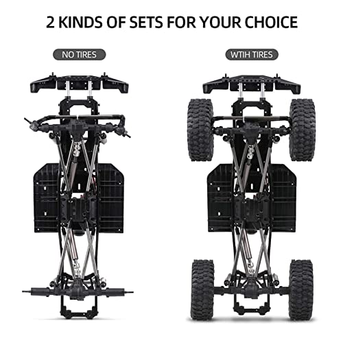 313mm Wheelbase Chassis Frame w/Tries for 1/10 AXIAL SCX10 II 90046 90047 RC Crawler Climbing Car DIY - size: with Tires